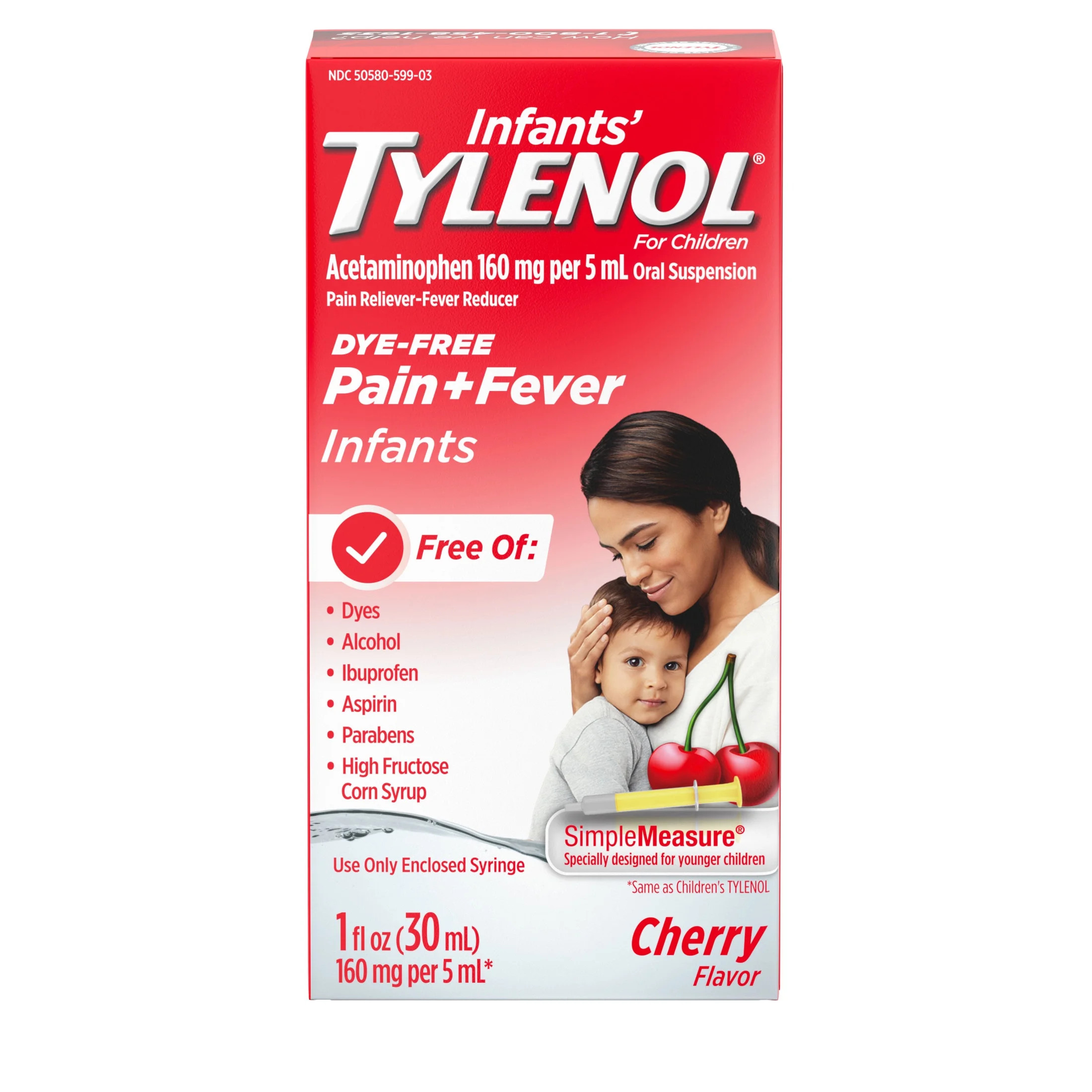 Infants' Tylenol Acetaminophen Medicine, Dye-Free Cherry, 1 fl. oz | Walmart (US)