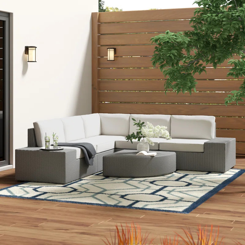 Guston Polyethylene (PE) Wicker 4 - Person Seating Group with Cushions | Wayfair North America