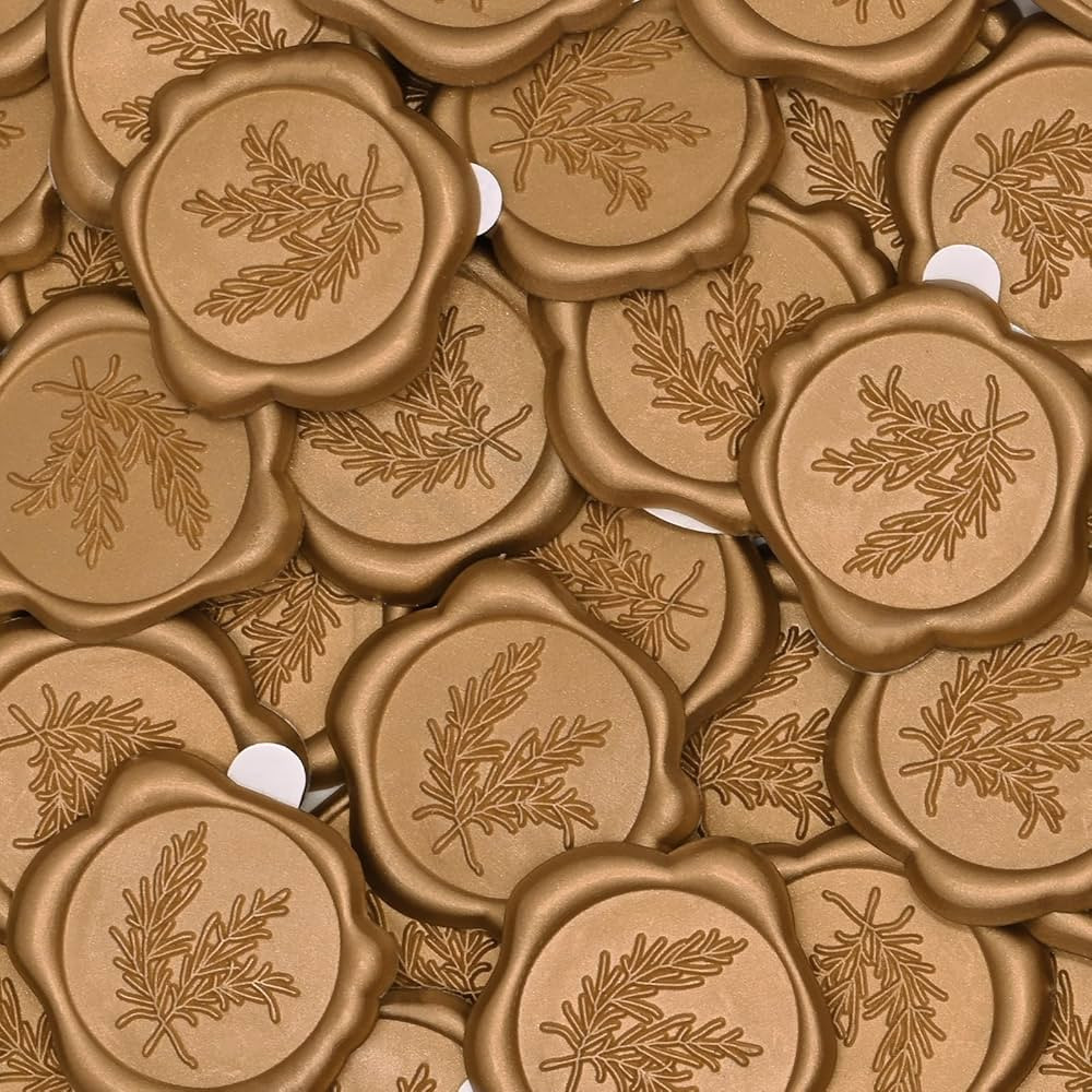 Wax Seal Stickers for Envelope Seals, 10pc Light Gold Self-Adhesive Wax Stamp Stickers for Weddin... | Amazon (US)