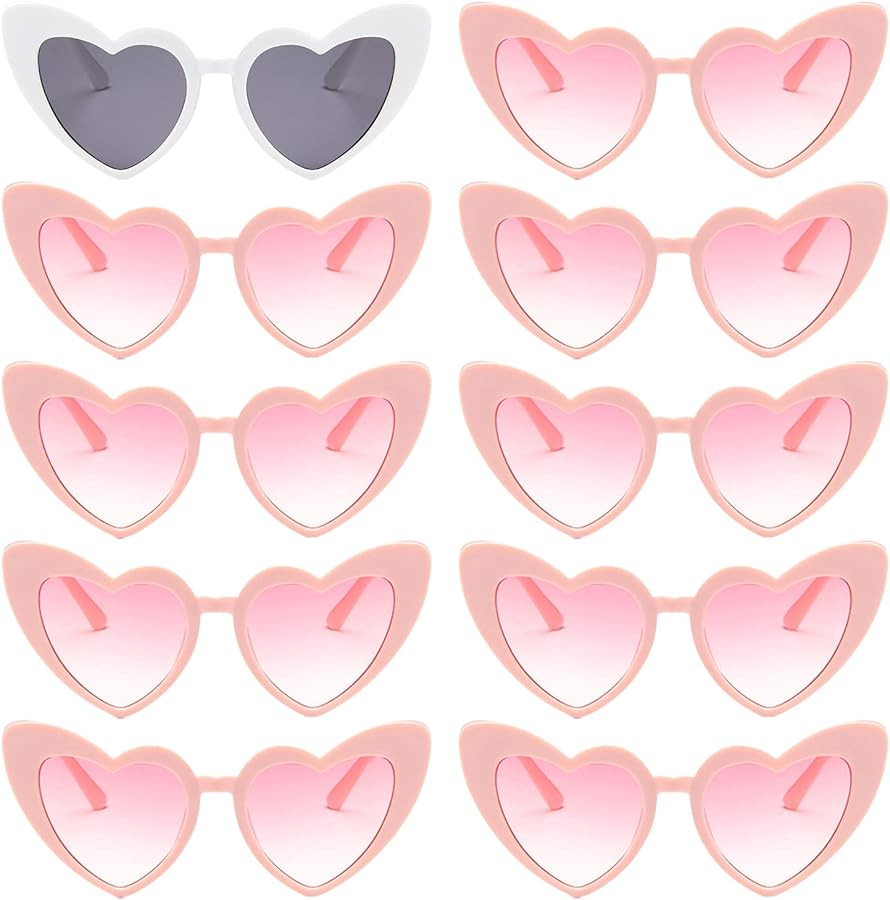 Bachelorette Sunglasses Heart Sunglasses 10 Pairs Heart Shaped Sunglasses for Women Party Decorat... | Amazon (US)
