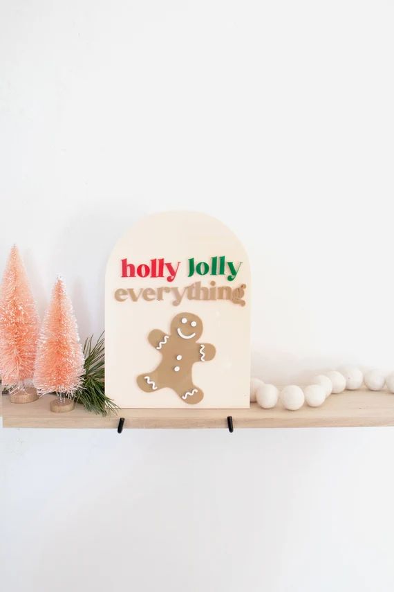 Holly Jolly Sign Christmas Sign Mantel Sign Christmas - Etsy | Etsy (US)