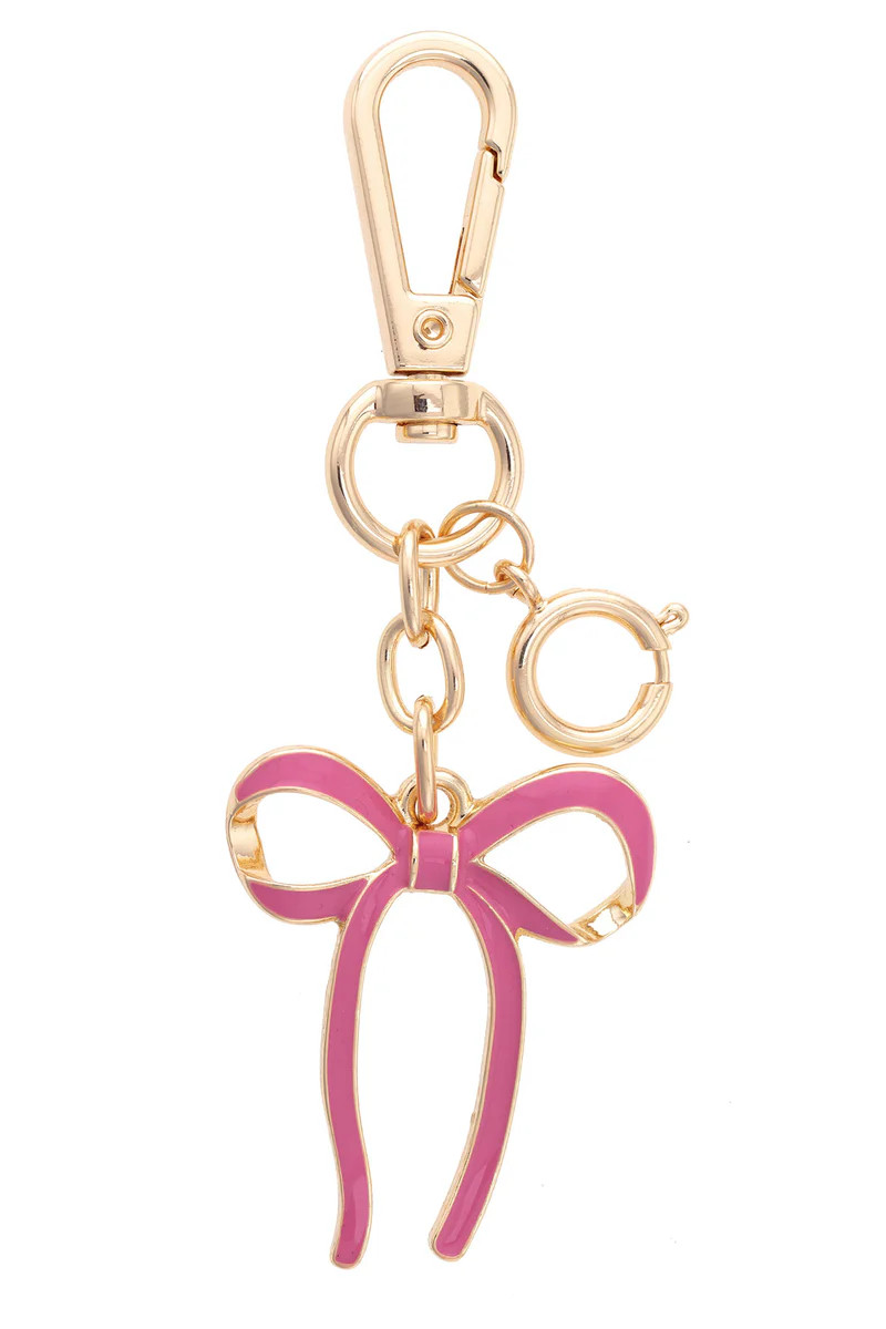 Tied Bow Enamel Bag Charm in Pink | CANVAS