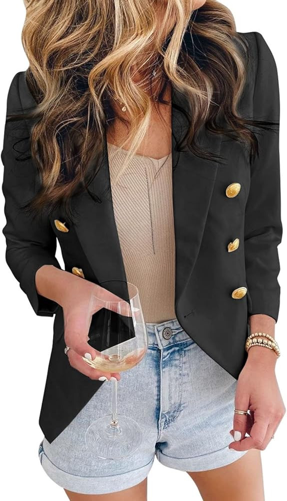 Asvivid Womens Casual Pocketed Office Blazers Draped Open Front Cardigans Jacket Work Suit | Amazon (US)