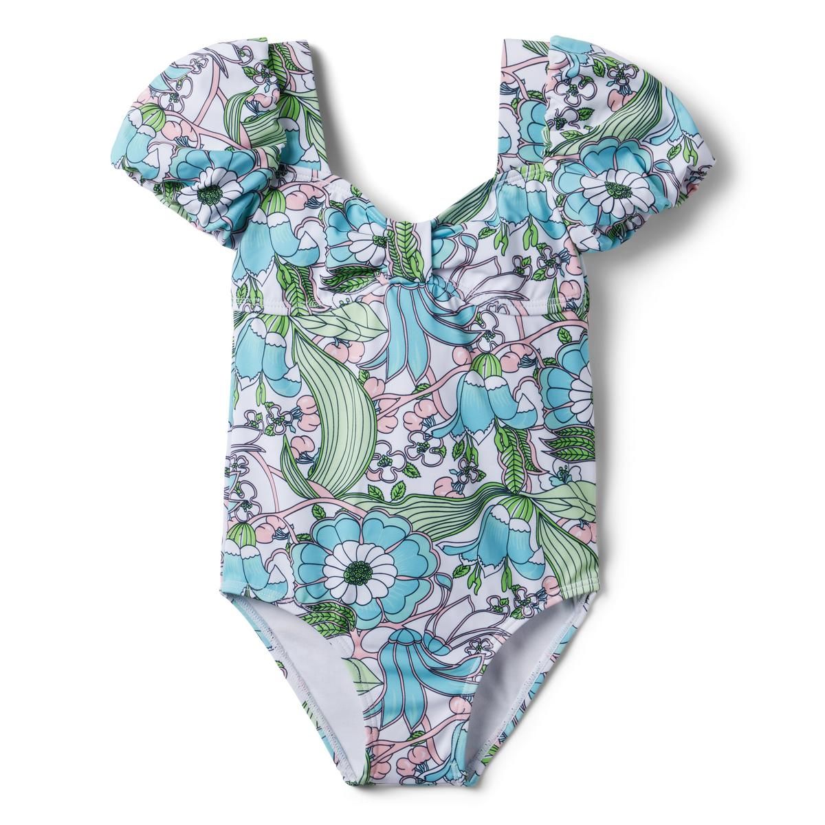Floral Bubble Sleeve Recycled Swimsuit | Janie and Jack