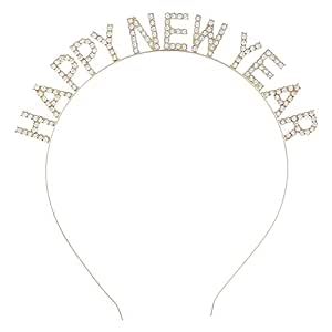 lycycse Happy New Year Headband Tiara Christmas Rhinestone Hairband Shiny Crystal Headpiece Headd... | Amazon (US)