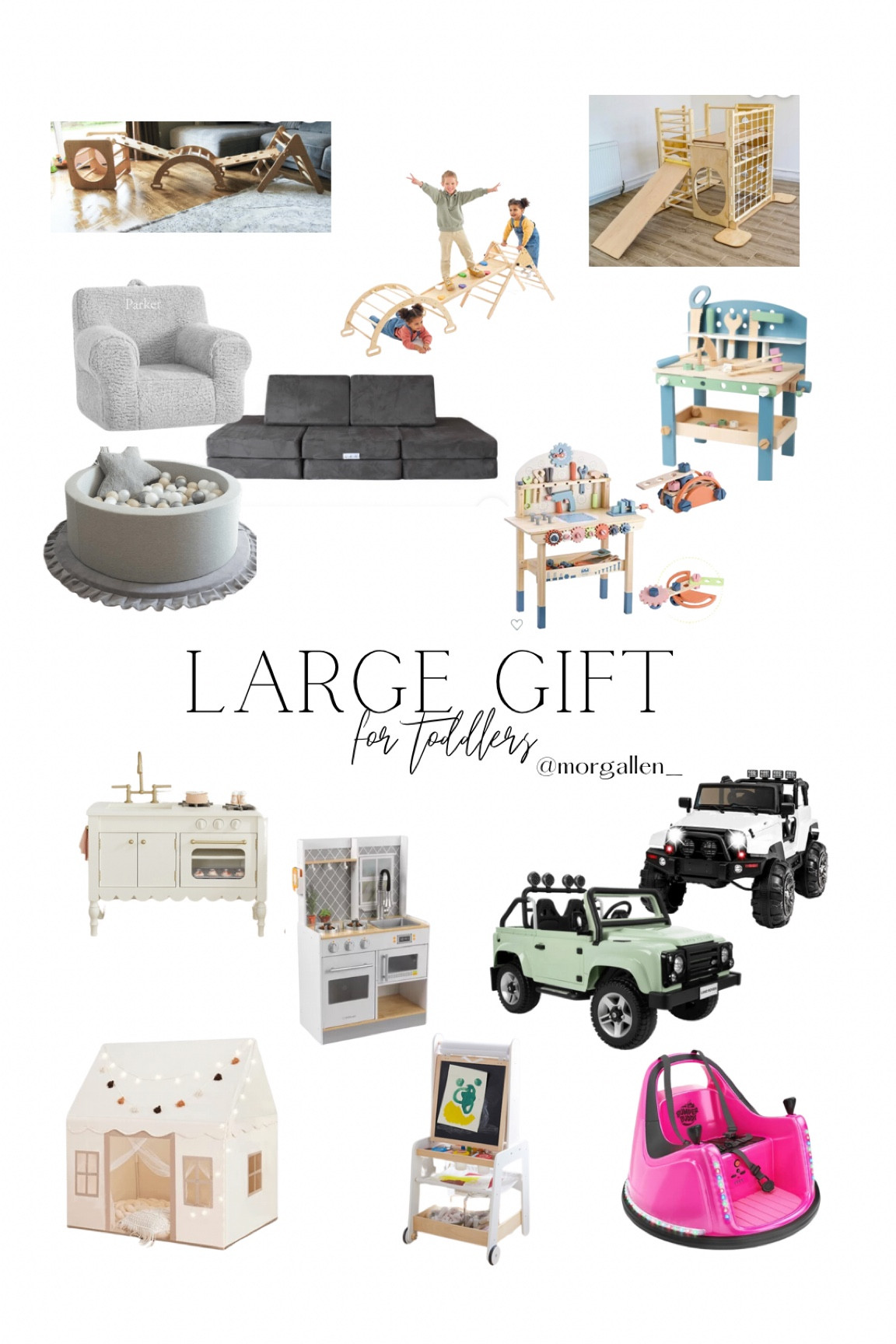 Large gift ideas for toddlers - kitchen, work bench, activities, ride on cars, forts, climbing and more 

#LTKHoliday #LTKkids #LTKGiftGuide