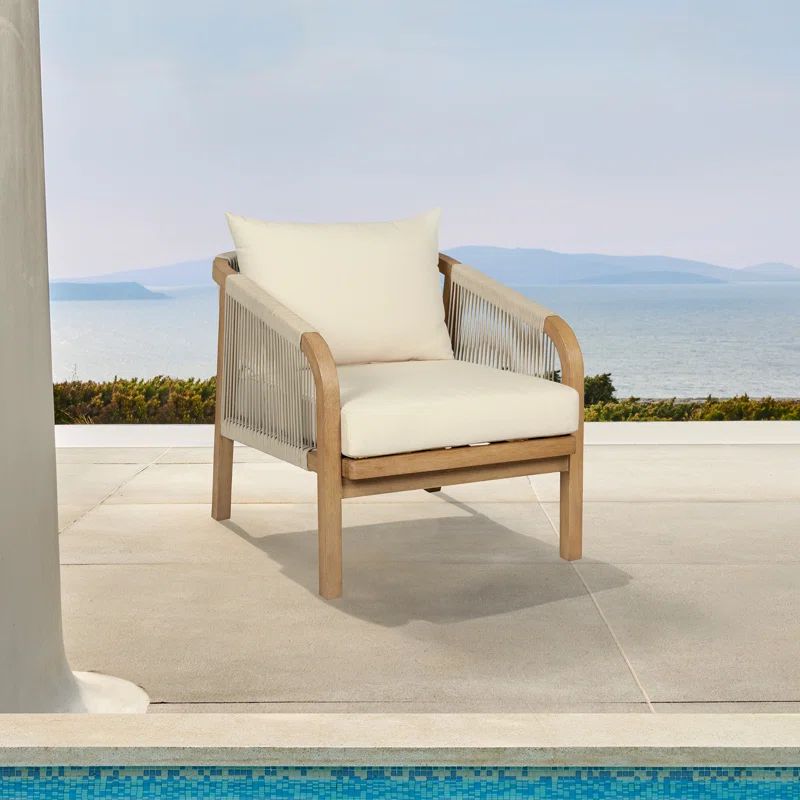 Calandria Wood Patio Chair with Cushions | Wayfair North America