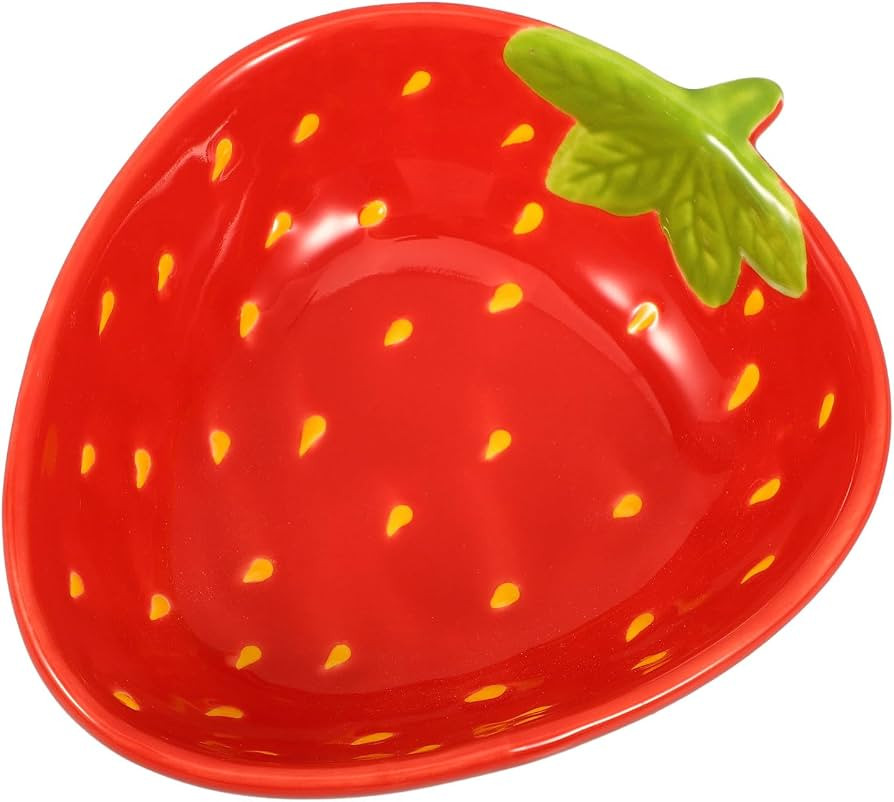 ABOOFAN 1Pcs Ceramic Strawberry Bow Fruit Shape Appetizer Plate Dessert Bowl Salad Pasta Bowls Ce... | Amazon (UK)