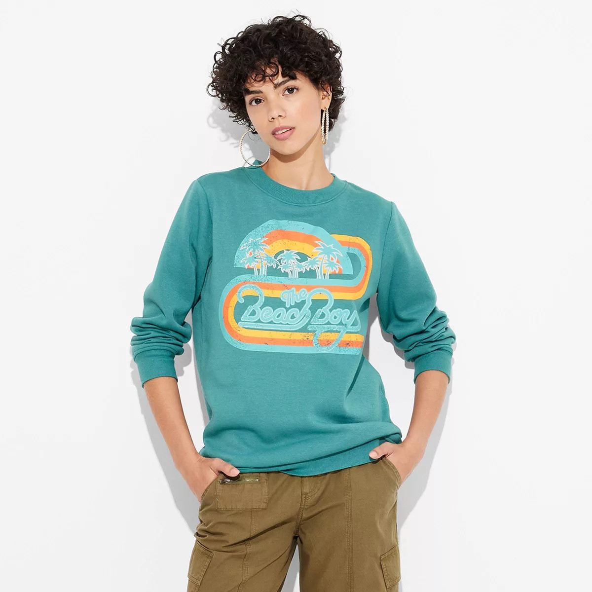 Women's The Beach Boys Rainbow Graphic Sweatshirt - Green | Target
