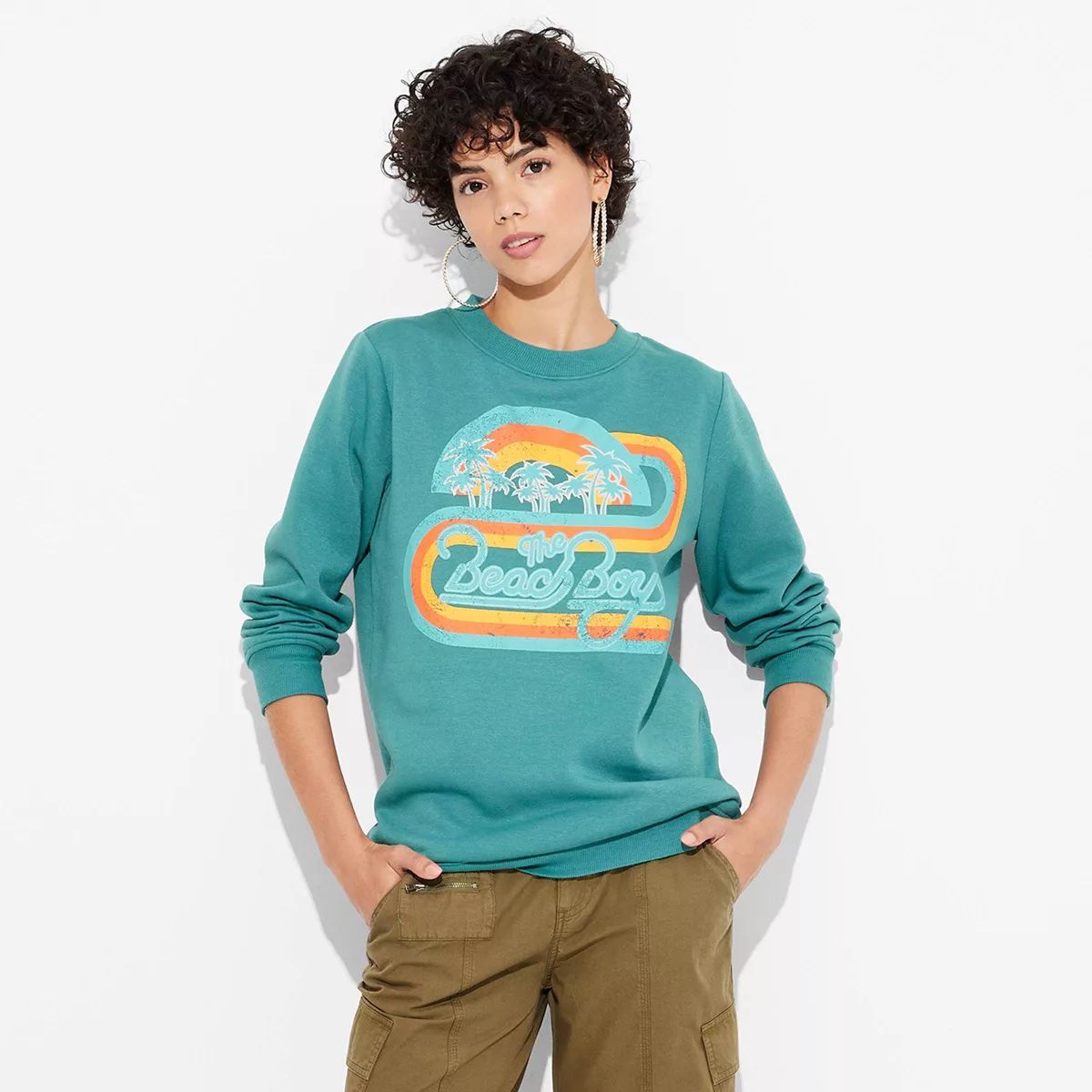 Women's The Beach Boys Rainbow Graphic Sweatshirt - Green | Target