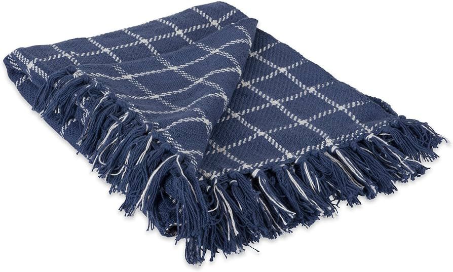 DII Transitional Checked Plaid Woven Throw, 50x60, French Blue | Amazon (US)