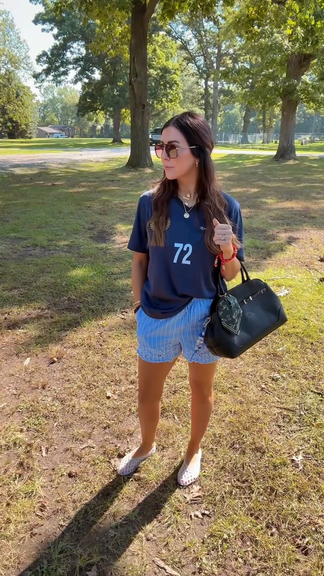 Sports Sunday look! Wearing a small in this polo jersey, small in scalloped shorts! 

#LTKOver40 #LTKStyleTip #LTKFindsUnder50