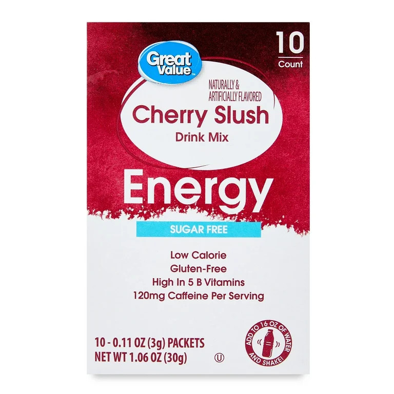 Great Value Energy Cherry Slush Drink Mix, 0.11 oz, 10 Count | Walmart (US)
