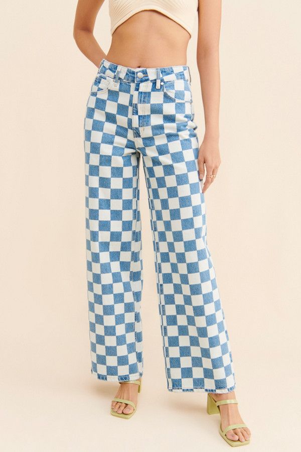 Checkerboard Denim Jeans | Nuuly