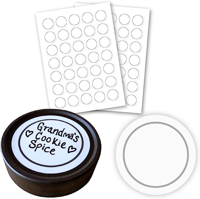 AllSpice 70 White Water Resistant Round Spice Jar Labels Set 1.5"- Fits Penzeys and AllSpice Jars... | Amazon (US)
