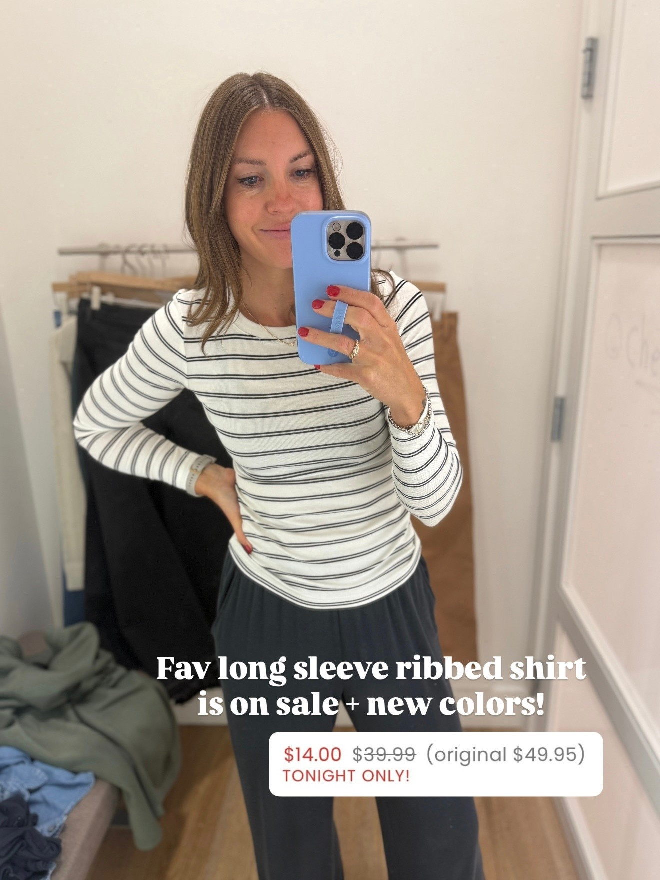 Our favorite long sleeve ribbed tee is on sale + new colors! I just bought the blue stripe and walnut brown! Linked the vest I just bought too  Wearing a S  

#LTKFindsUnder50 #LTKCyberWeek #LTKSaleAlert