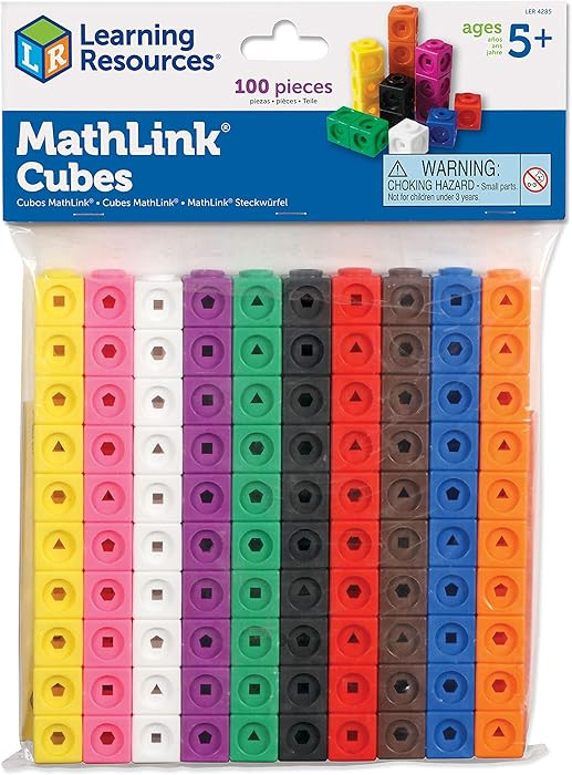 Learning Resources MathLink Cubes - Set of 100 Cubes, Ages 5+ Kindergarten, STEM Activities, Math... | Amazon (US)