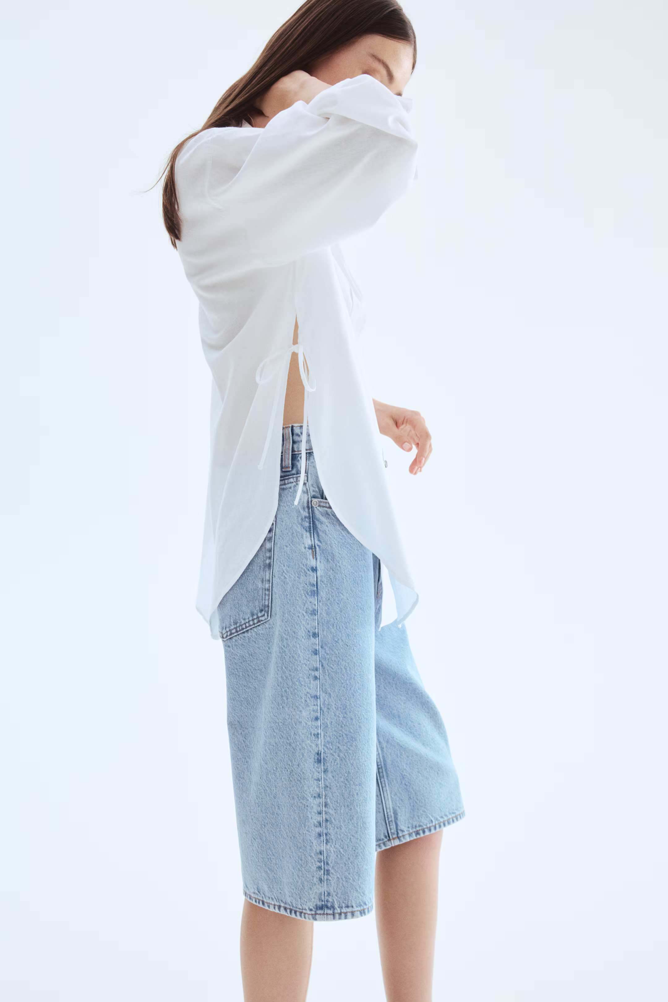 Chemise en lin mélangé avec détails à nouer | H&M (FR, IT, ES, PT, BE)