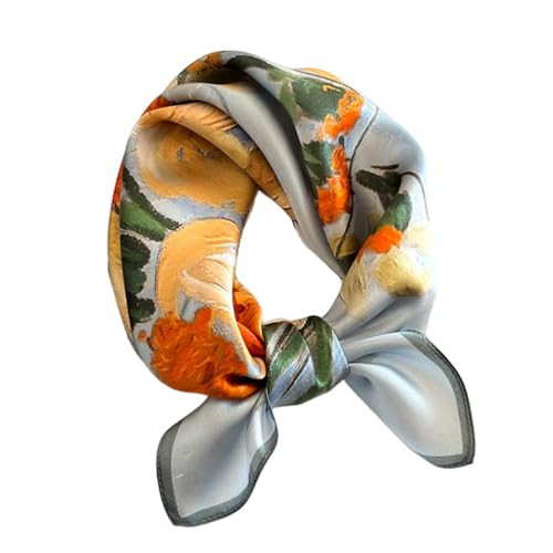 100% Real Mulberry Silk Women Small Square Neck Scarfs 21" Lightweight Headscarf Printed Neckerchief Gift Packed (Autumn Romance) | Amazon (US)