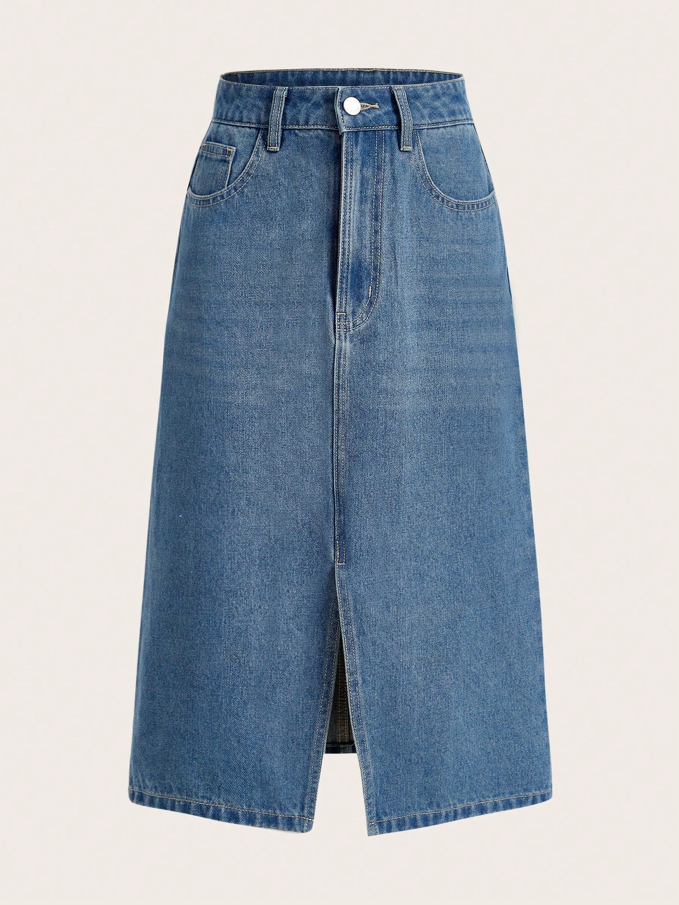 SHEIN Frenchy Split Hem Denim Skirt | SHEIN