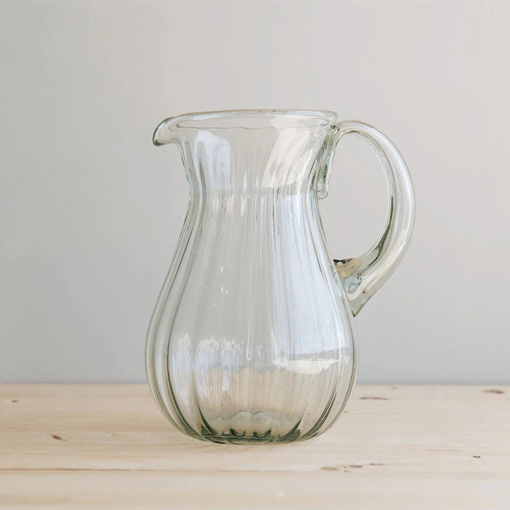 Handblown Fluted Glass Pitcher | Roan Iris