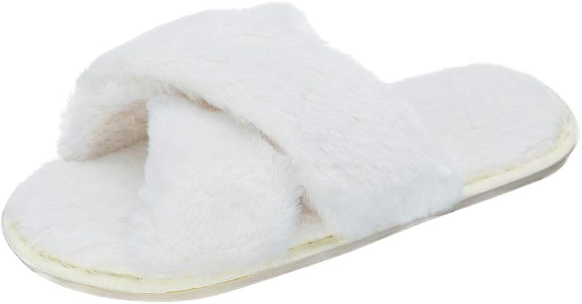 HUMIWA Womens Faux Fur Slippers Warm Fussy Flip Flop House Slippers Open Toe Home Slippers for Gi... | Amazon (US)