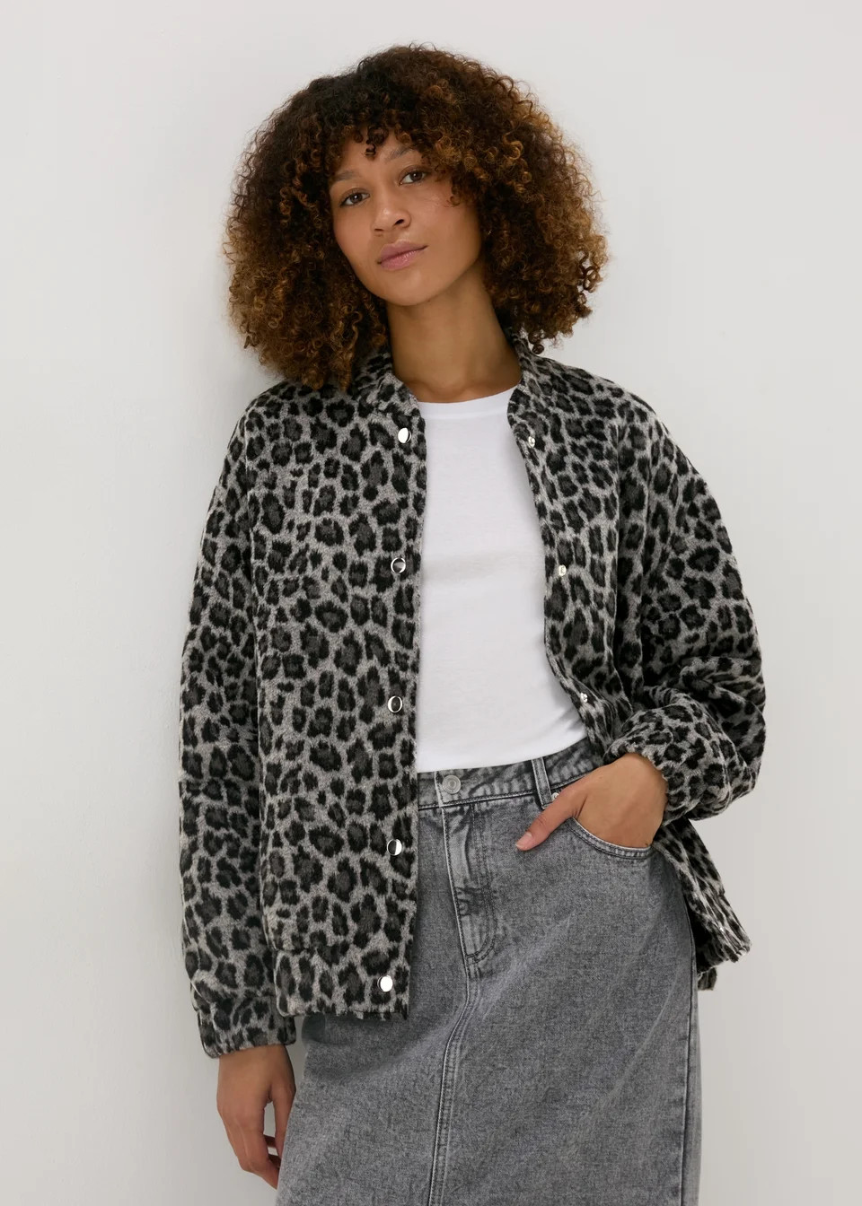 Grey Leopard Print Bomber Jacket | Matalan (UK)