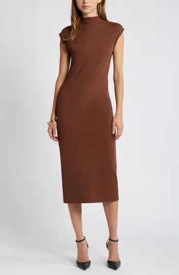 Smooth Edit Funnel Neck Midi Dress | Nordstrom