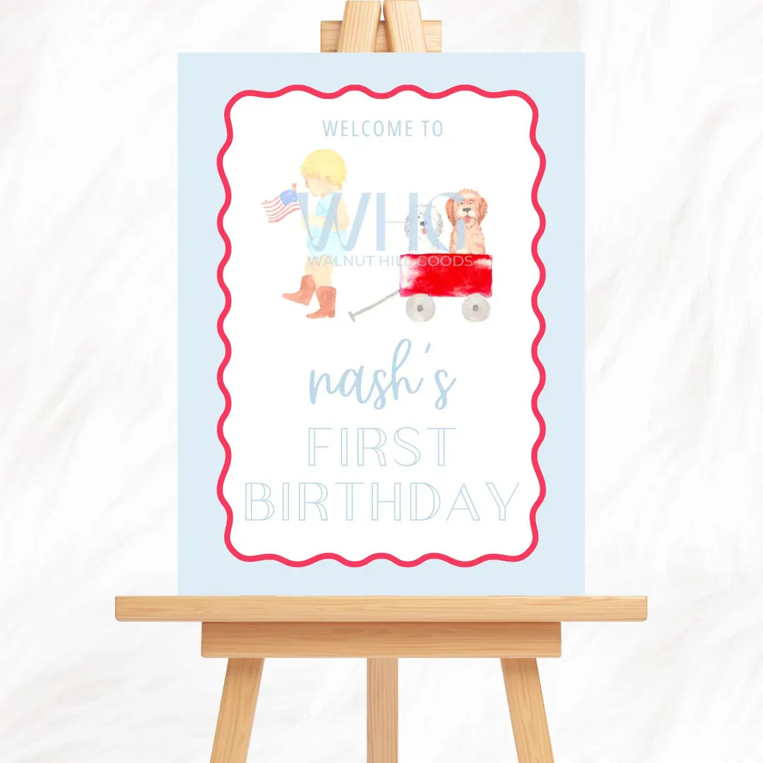 CUSTOM Birthday Welcome Sign, One All American Boy Birthday, One All American Boy Theme | Etsy (US)