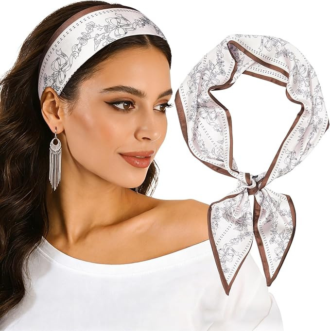 Cherry Head Scarf Hair Neck Scarves for Women, Fashion Purse Bag Scarfs | Long Thin Satin Headsca... | Amazon (US)