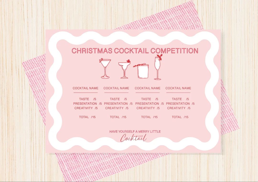 Christmas Cocktail Score Card Cocktail Completion - Etsy | Etsy (US)