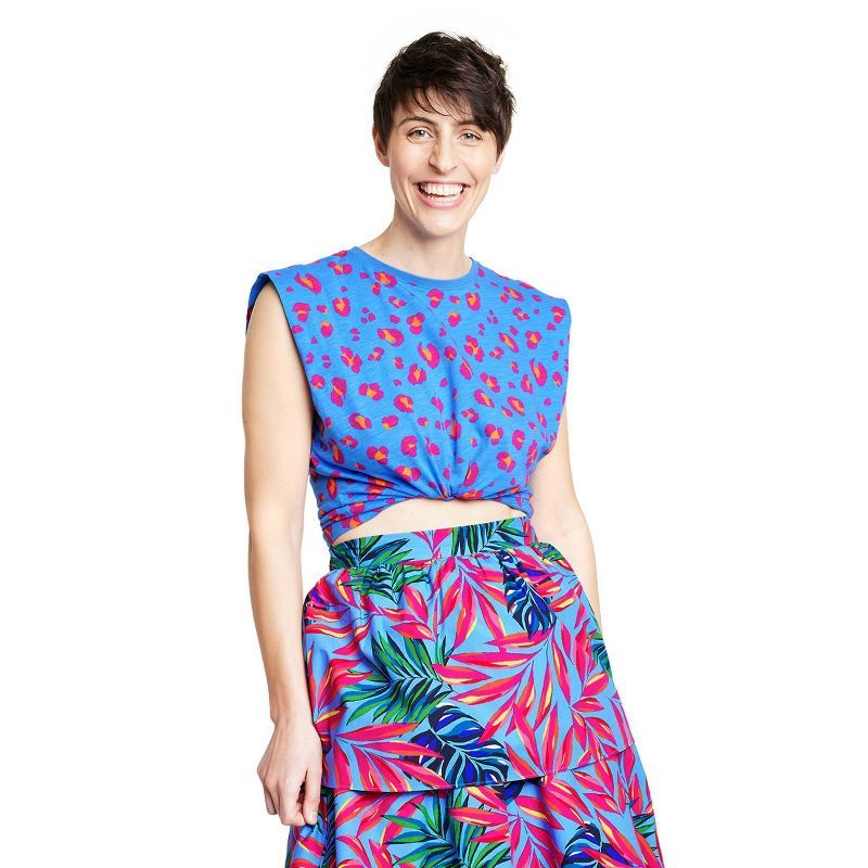 Women's Leopard Print Tank Top - Tabitha Brown for Target Blue/Pink | Target