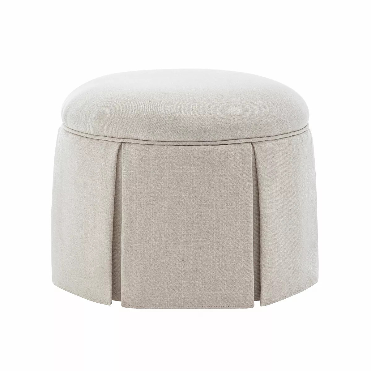 Wovenbyrd Ava Round Skirted Ottoman, Natural Performance Fabric with Recycled Polyester | Target
