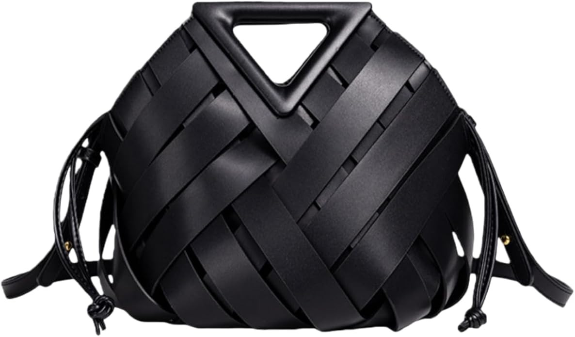 Unique Design Woven Bucket Bag for Women, Vegan Leather Tote Purse with Multi-Function Top Handle... | Amazon (US)