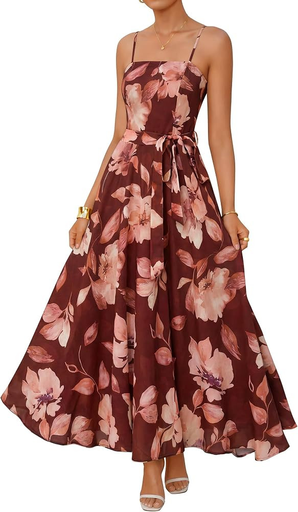 ZESICA Women's Summer Spaghetti Straps Floral Maxi Dress | Amazon (US)