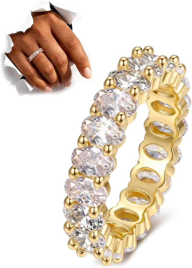 LOLIAS 14K Gold Plated Rings for Women Engagement Eternity Wedding Bands | Amazon (US)