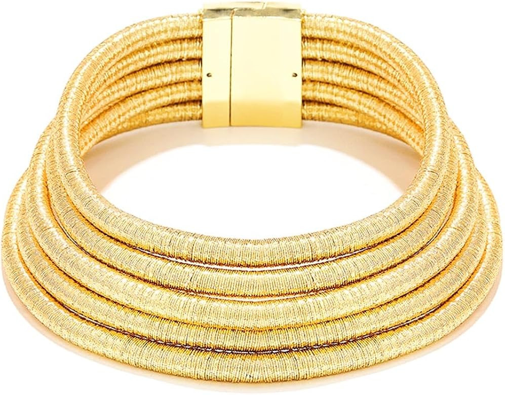 African Choker Necklace Gold Rope Weave Collar Layered Boho Tribal Chokers Multilayer Statement P... | Amazon (US)