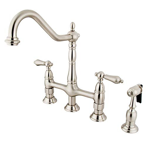 Kingston Brass KS1278ALBS Heritage Bridge Kitchen Faucet, 8-3/4", Brushed Nickel | Amazon (US)