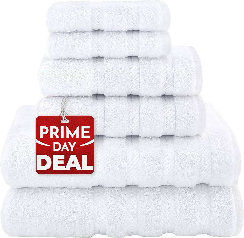 American Soft Linen Luxury 6 Piece Towel Set, 2 Bath Towels 2 Hand Towel 2 Washcloths, 600 GSM 10... | Amazon (US)