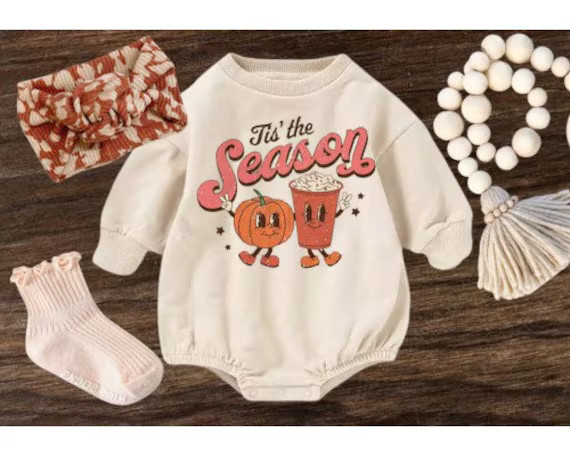 Tis the Season Pumpkin Latte Romper One Piece Outfit for - Etsy | Etsy (US)
