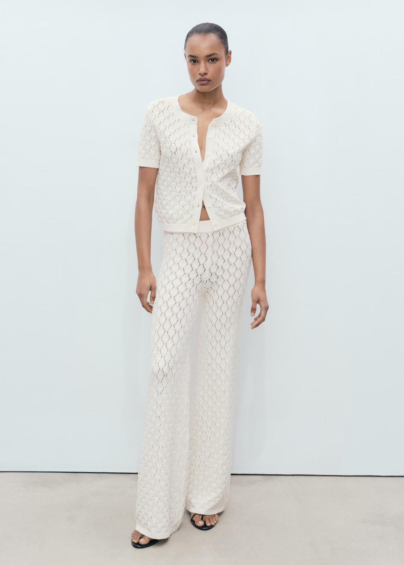 Short-sleeved openwork knitted cardigan - Women | MANGO USA | Mango (US/MX/AU)