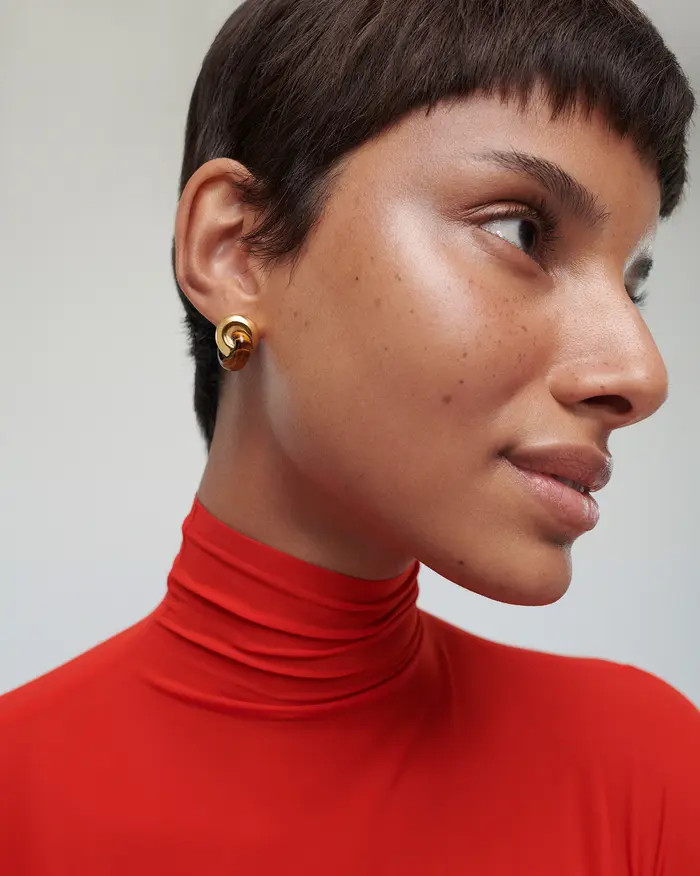 x Kate Young Tiger's Eye Link Stud Earrings | Nordstrom