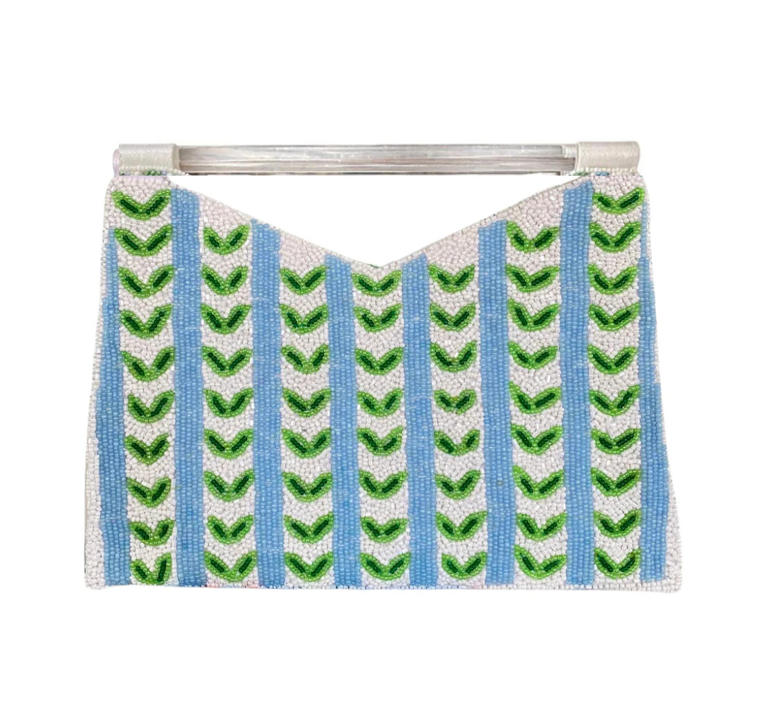 Acrylic Handle Clutch in Blue/Green | Beth Ladd Collections