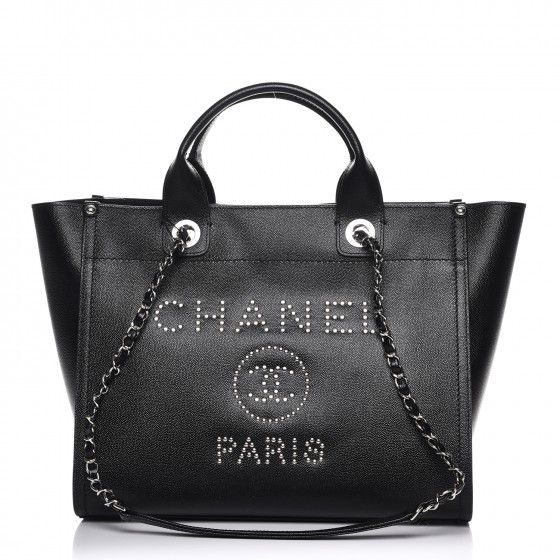 Chanel Deauville Tote Studded Small Black | StockX 