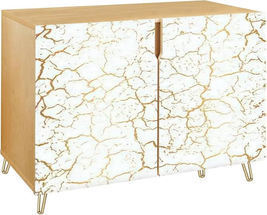 Elegant Gold Cracks Cracked Texture Seamless Pattern Modern Stylish Wooden Door Accent Cabinet 2 ... | Amazon (US)