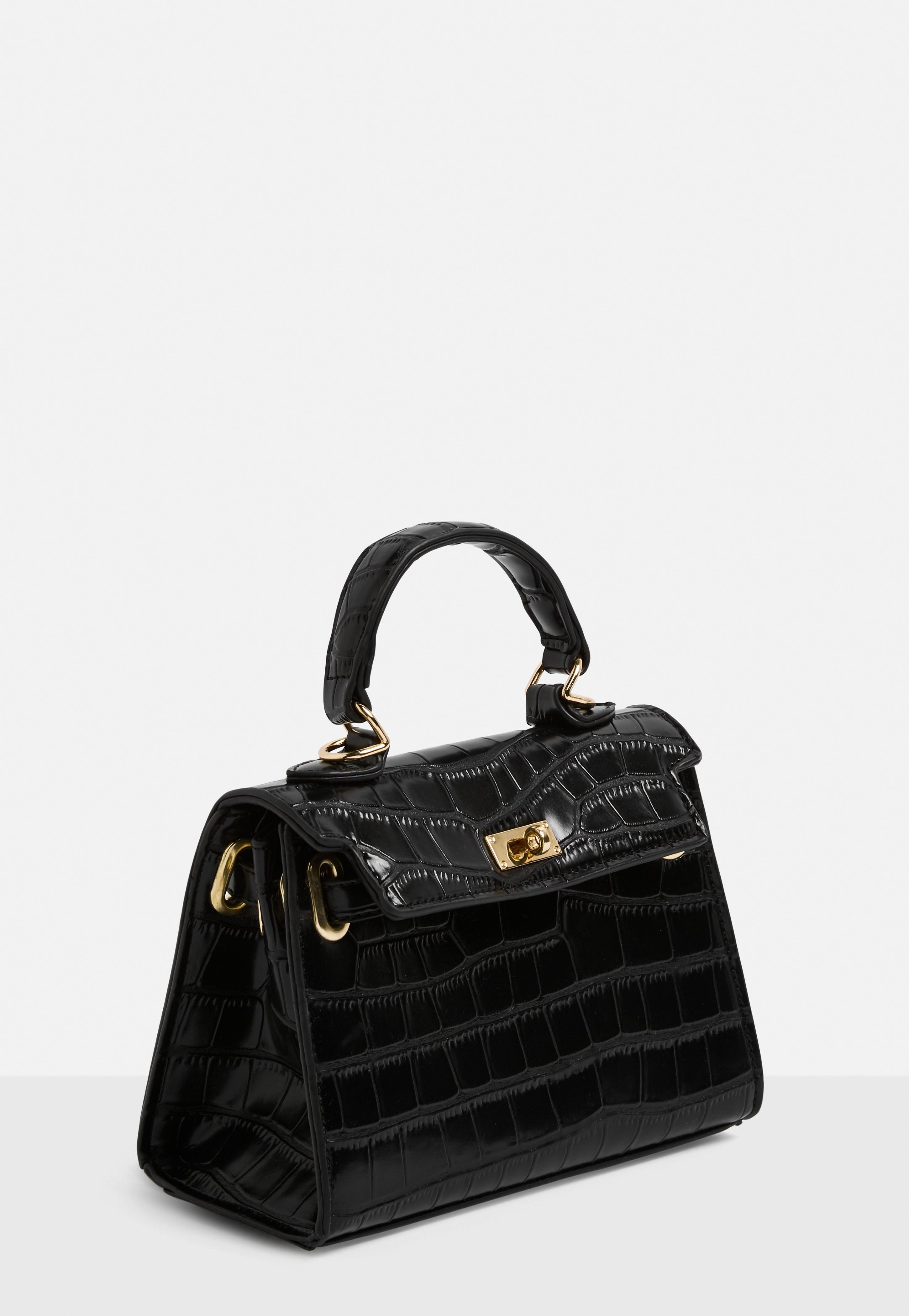 Black Croc Mini Handbag | Missguided (US & CA)
