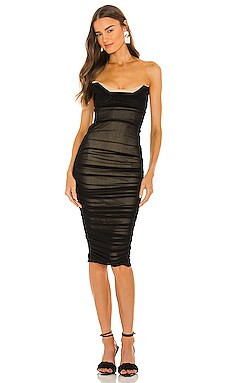 Michael Costello x REVOLVE India Midi Dress in Black from Revolve.com | Revolve Clothing (Global)