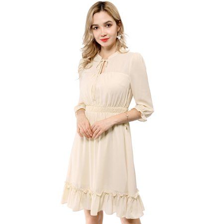 Women's Ruffle Hem A-Line Short Chiffon Dress | Walmart (US)