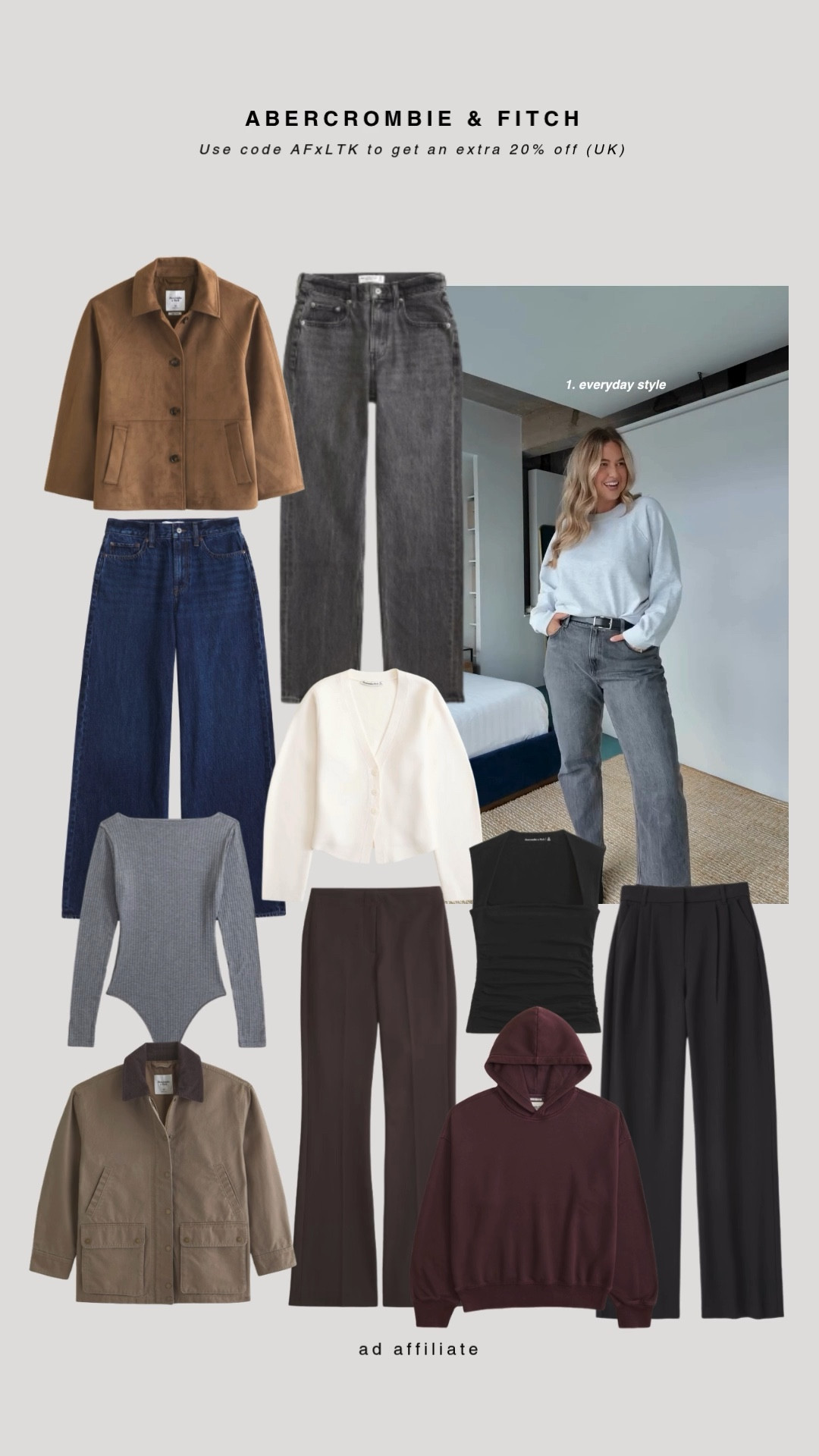 What I’m loving from the Abercrombie & Fitch promotion 🍁  25% off sweatshirts & sweatpants and 15% off everything else on site. Use code AFxLTK to get an extra 20% off already reduced prices for U.K shoppers

Autumn Outfit, Autumn Style, Autumn Fashion, Outfit Inspiration, Jeans, Sloane Trousers, Autumn Jacket, Black Top 

#LTKuk #LTKxAF #LTKautumn