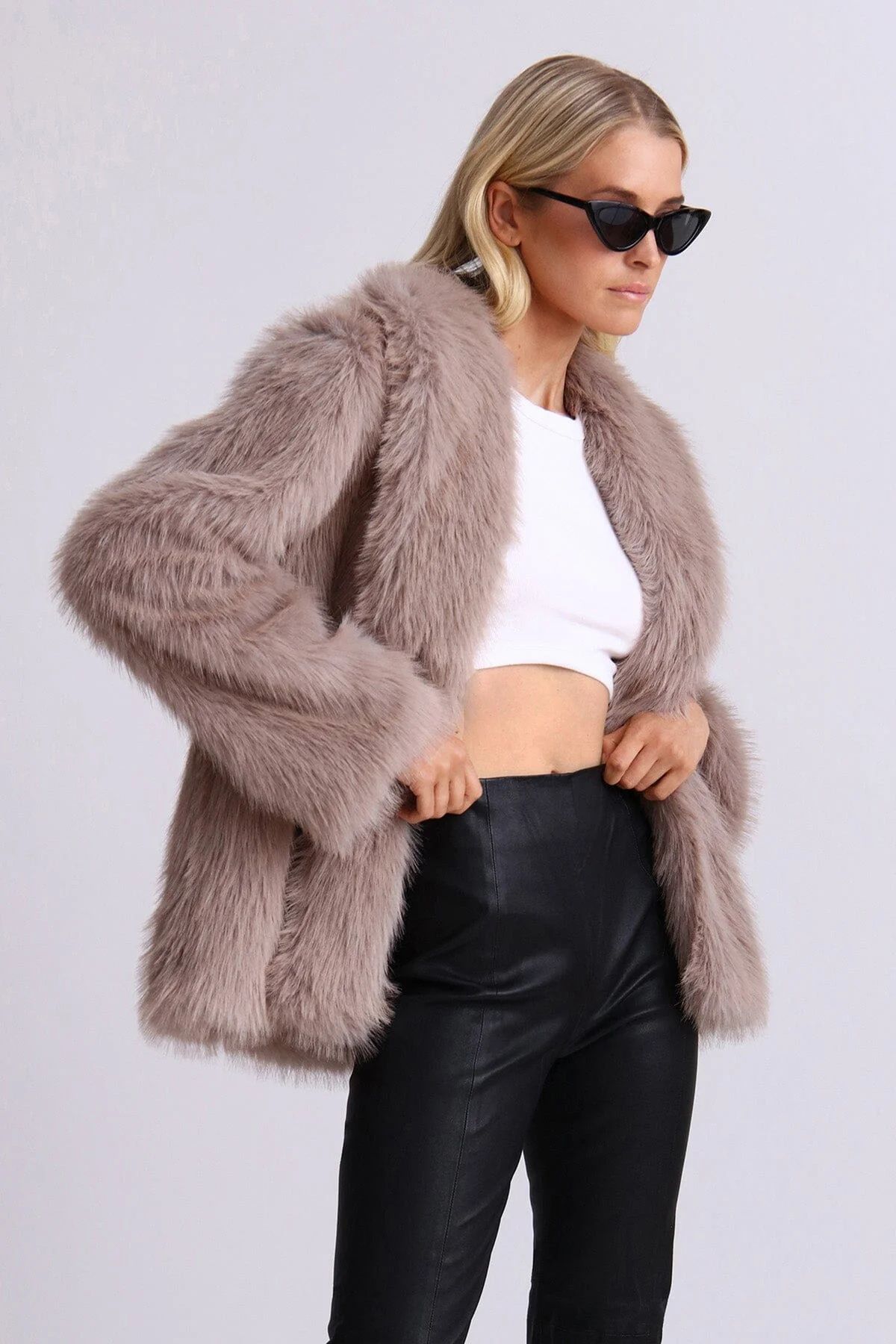 Shawl Collar Faux Fur Coat | Avec Les Files